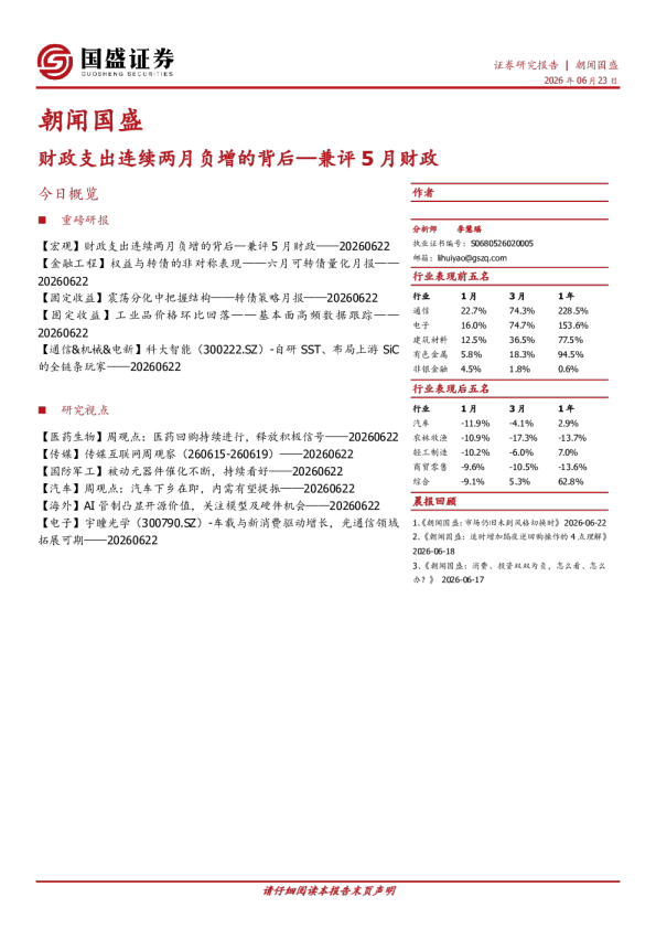 财政支出连续两月负增的背后：兼评5月财政