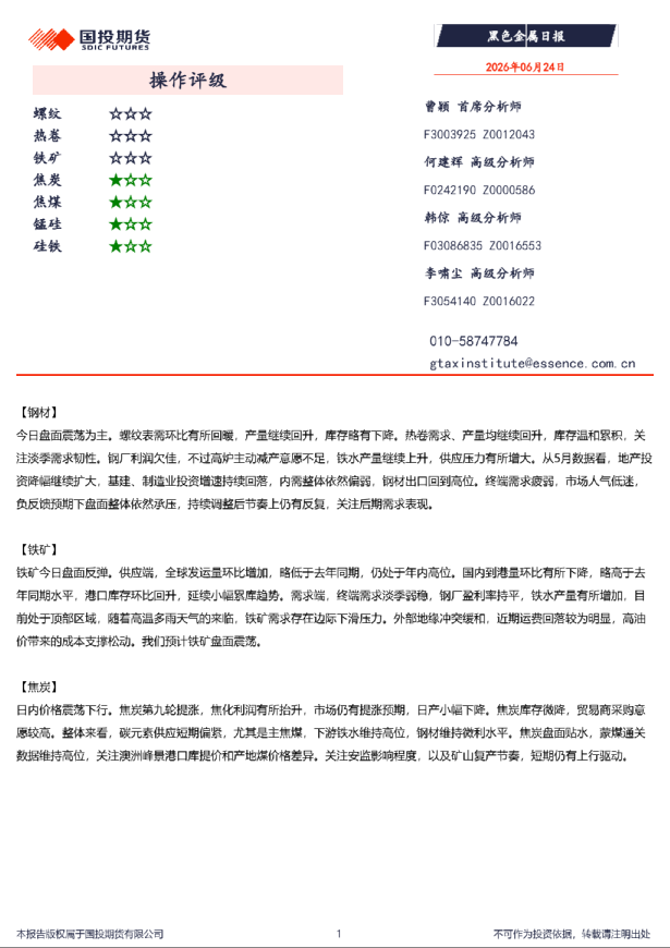 黑色金属日报