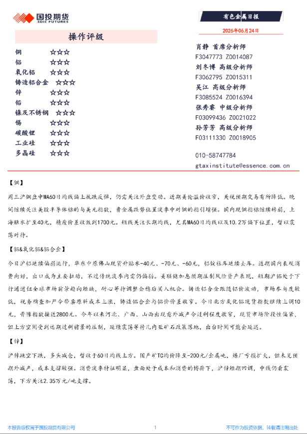 有色金属日报