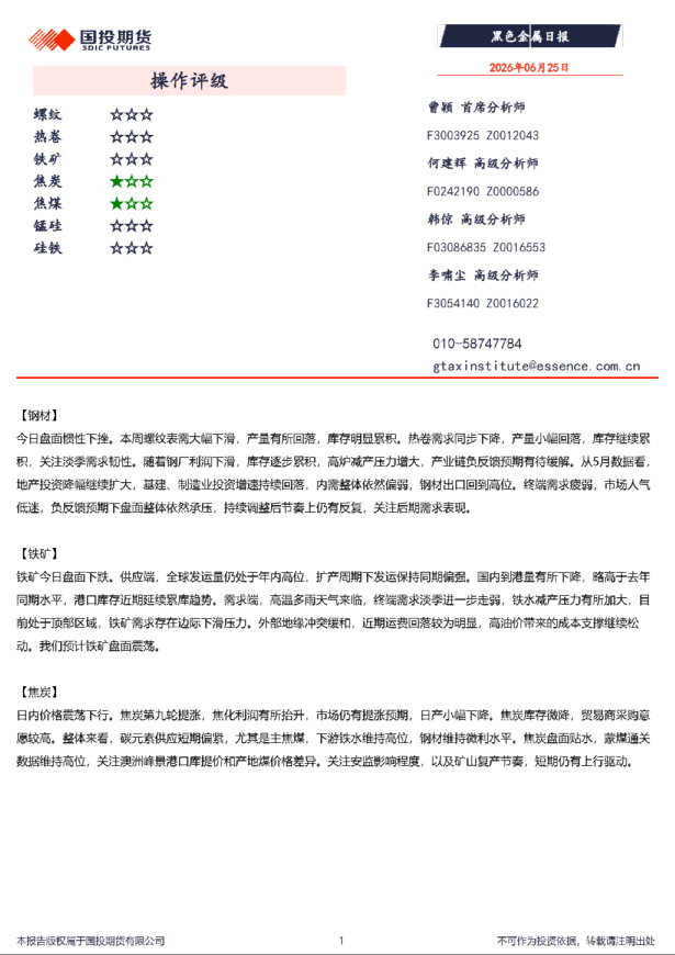 黑色金属日报