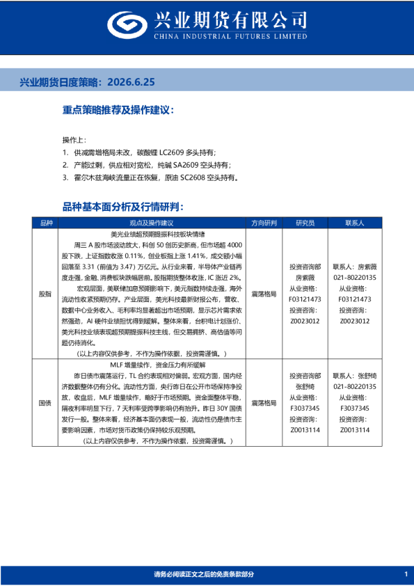 日度策略