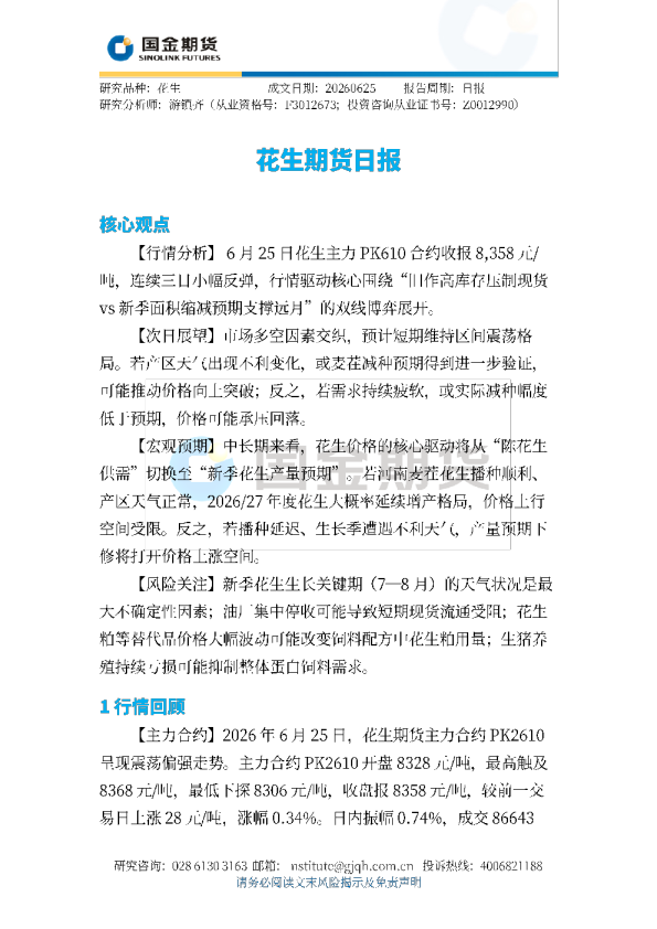 花生期货日报