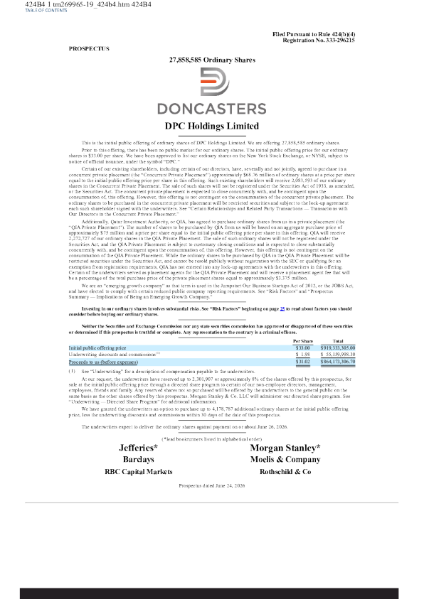 DPC Holdings PLC美股招股说明书(2026-06-26版)
