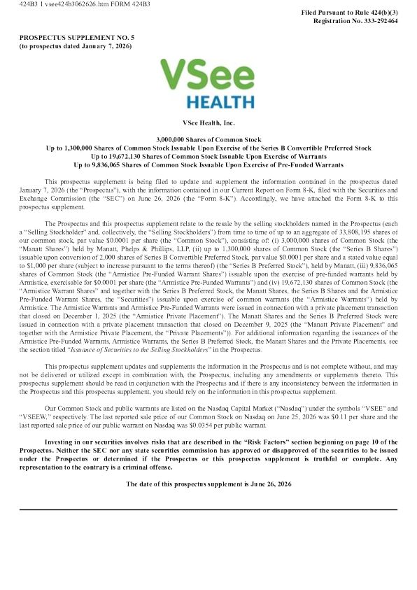 VSee Health Inc. 美股招股说明书（2026年6月26日版）