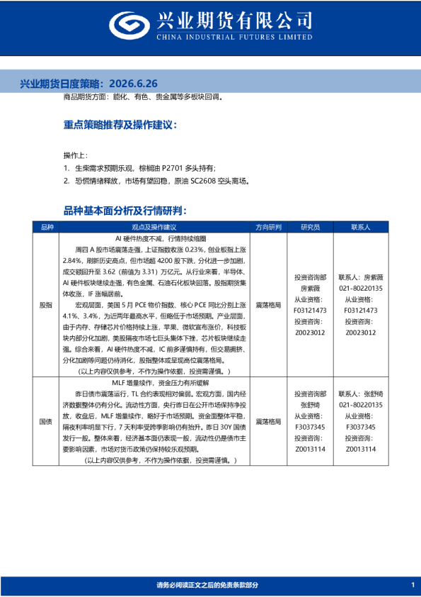 日度策略