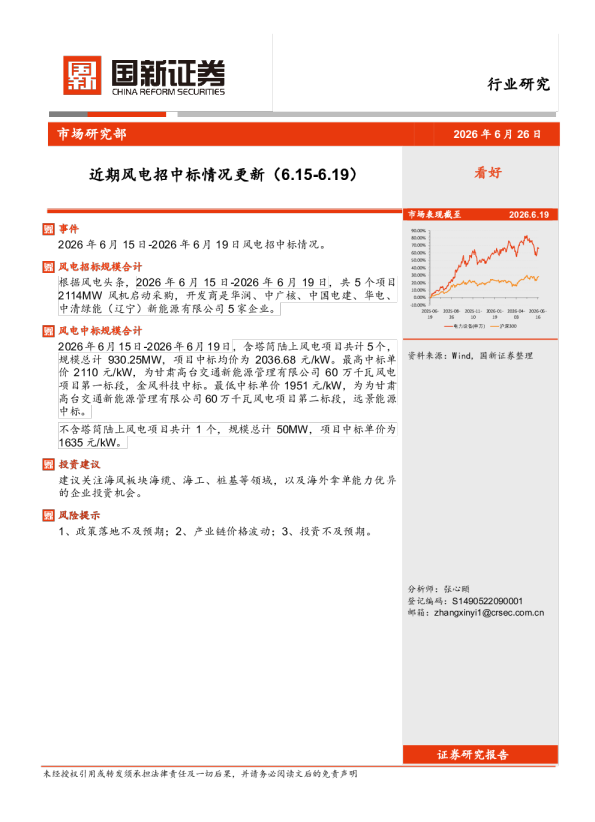 近期风电招中标情况更新