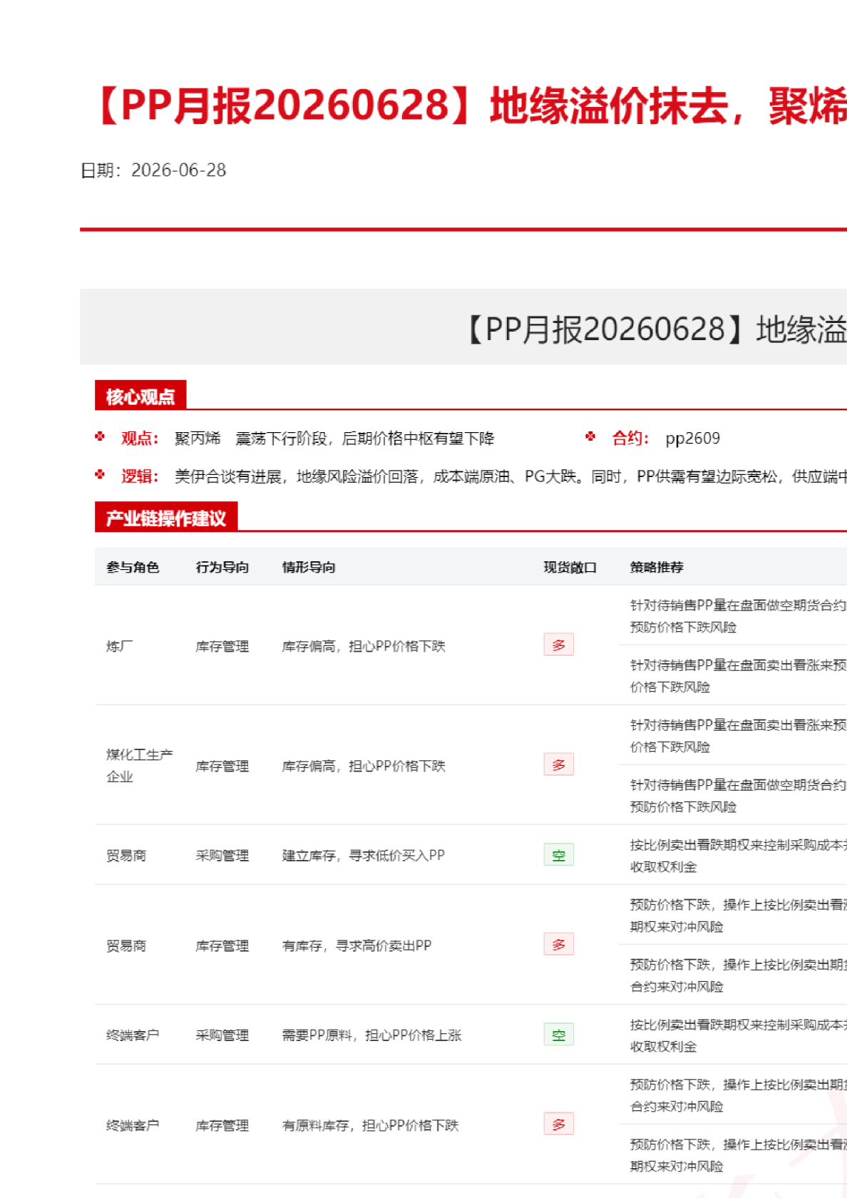 地缘溢价抹去，聚烯烃重回偏弱预期