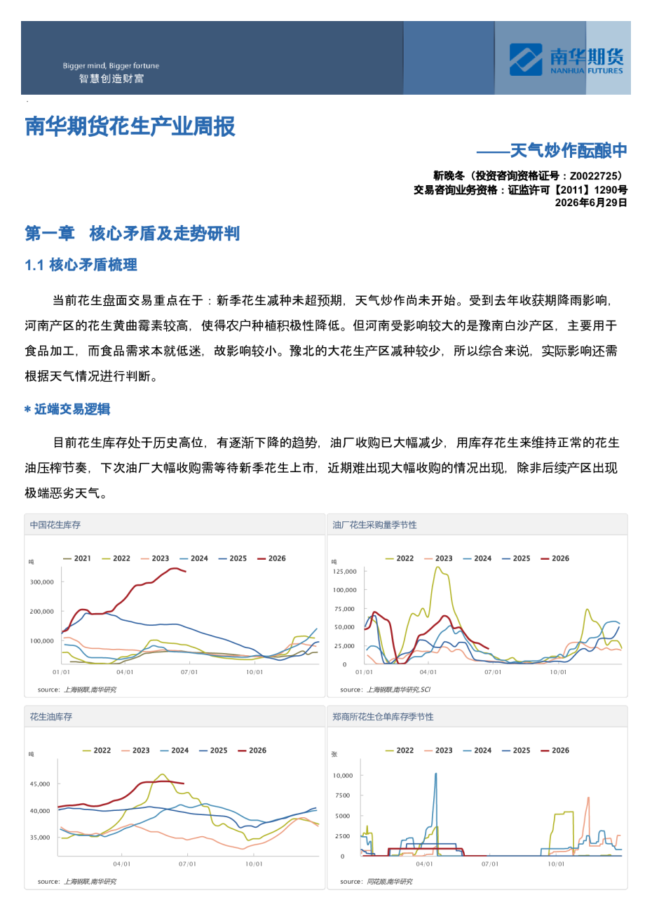 南华期货花生周报：天气炒作酝酿中20260629