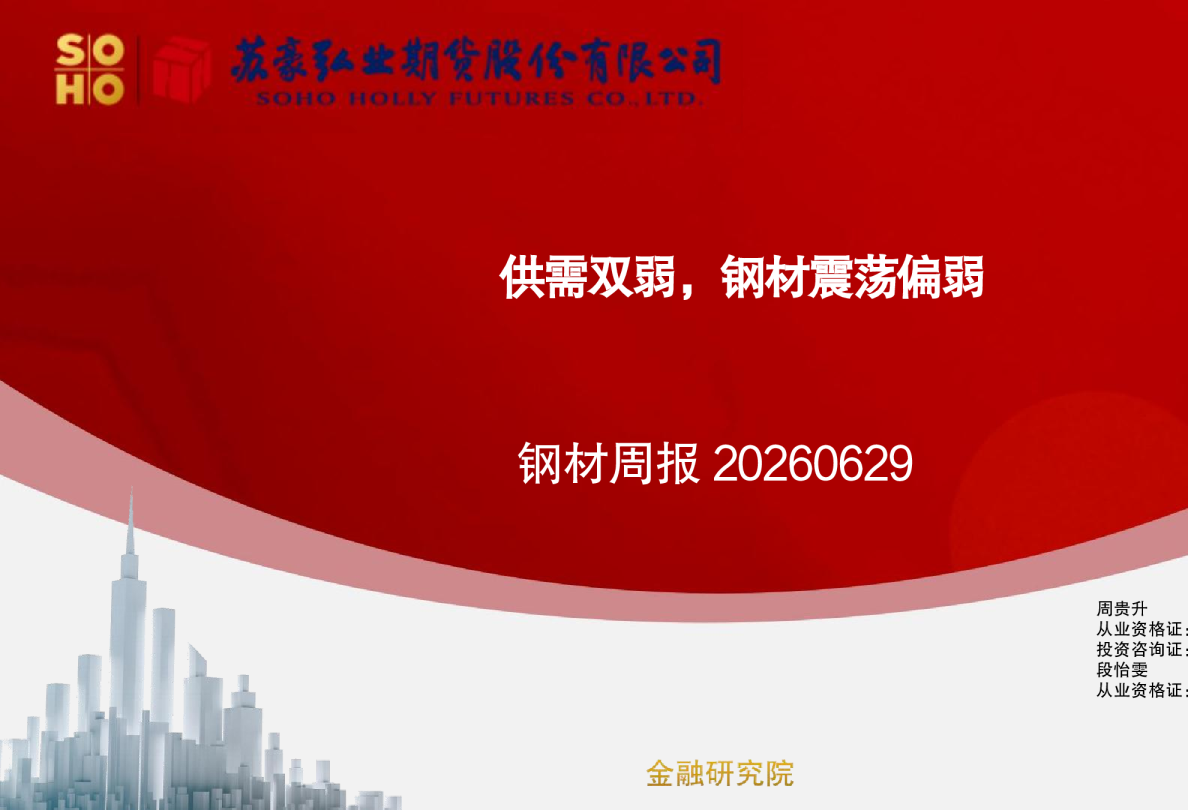 钢材周报：供需双弱，钢材震荡偏弱