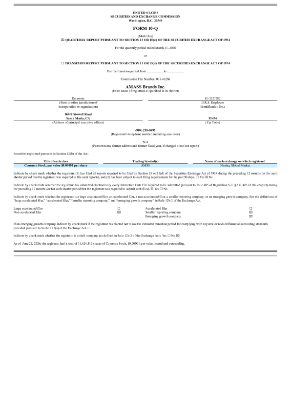 AMASS Brands Inc 2026年季度报告