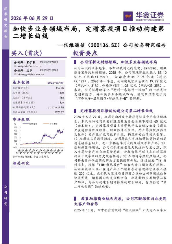 公司动态研究报告：加快多业务领域布局，定增募投项目推动构建第二增长曲线