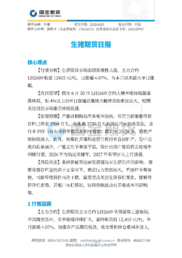 生猪期货日报