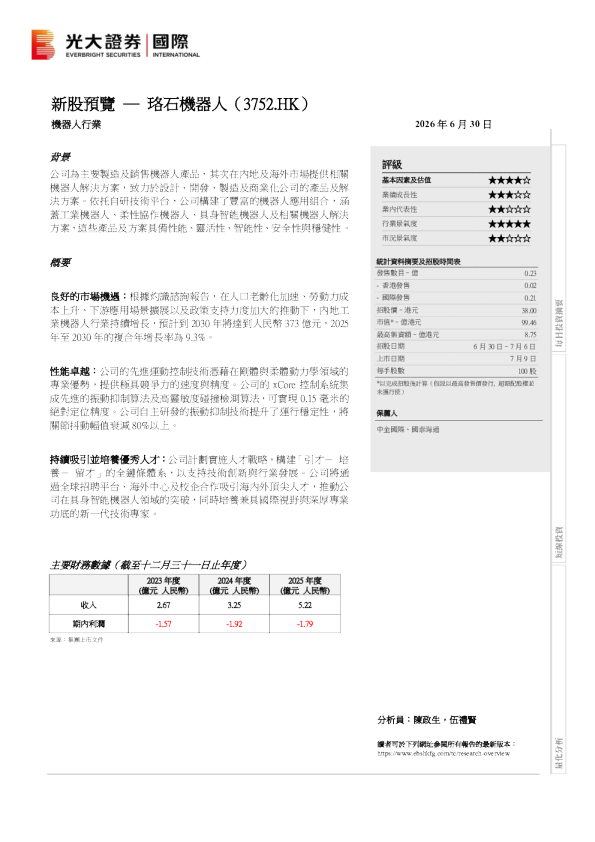 新股预览：珞石机器人