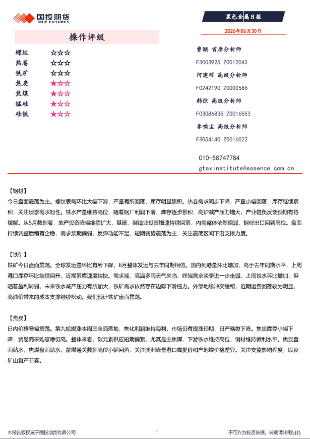 黑色金属日报