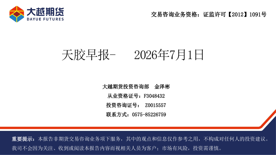 天胶早报