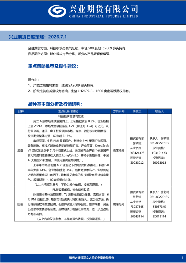 日度策略