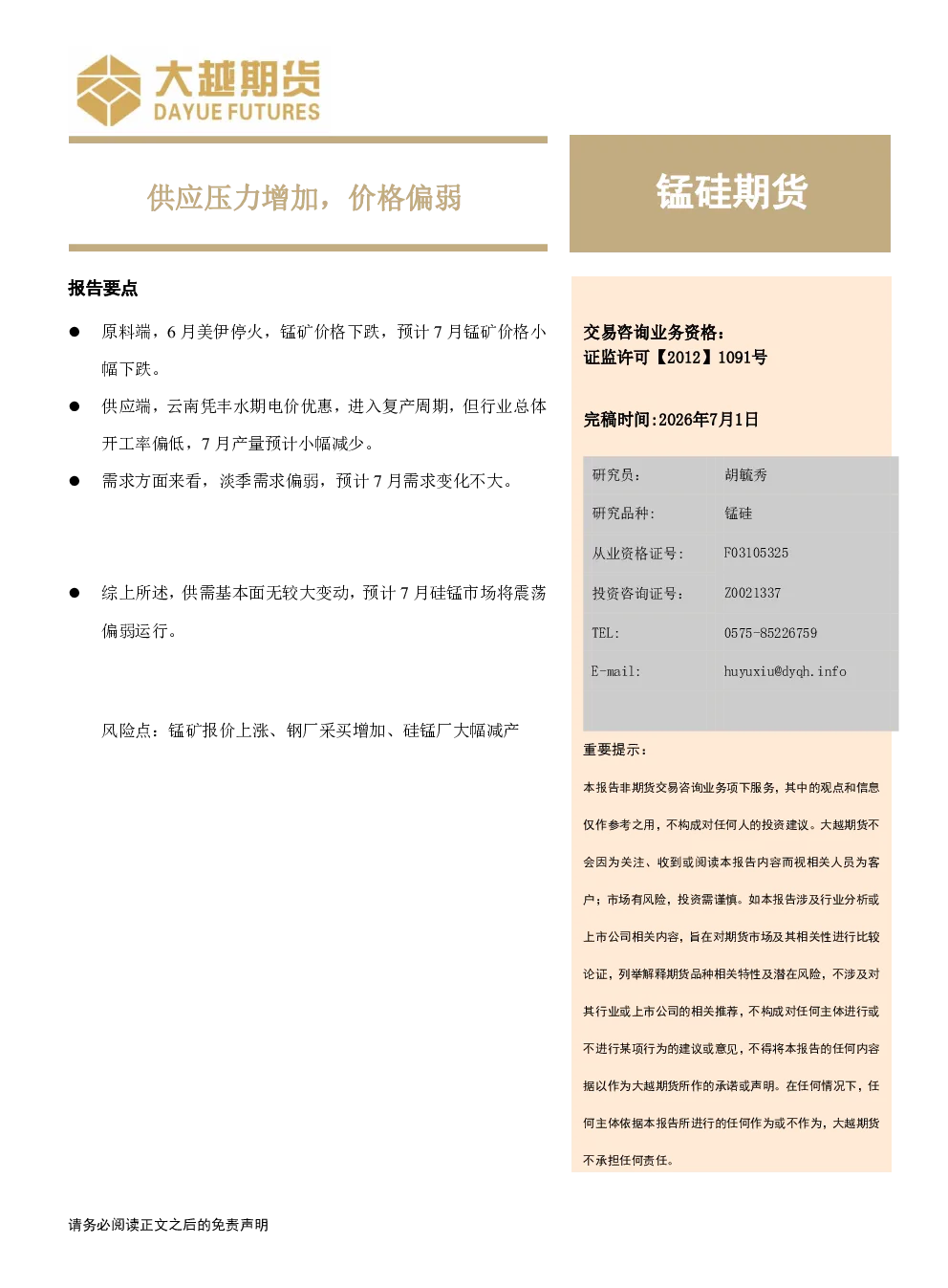 报告封面