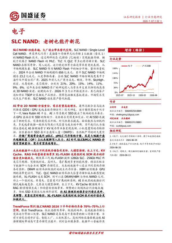 电子行业专题研究：SLC NAND：老树也能开新花