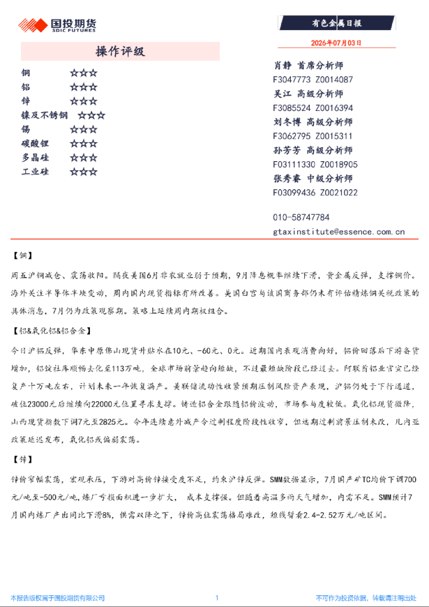 有色金属日报