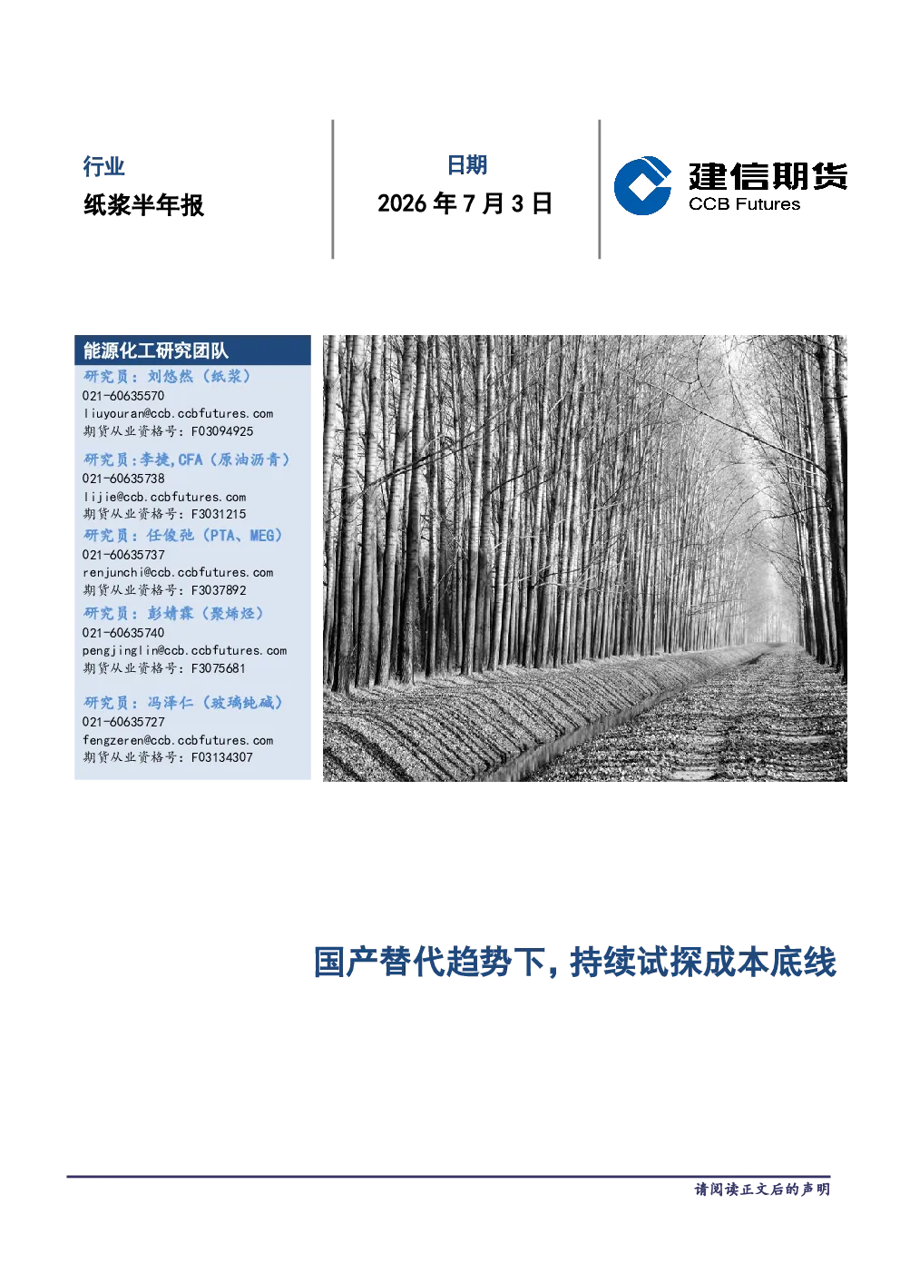 纸浆半年报：国产替代趋势下，持续试探成本底线