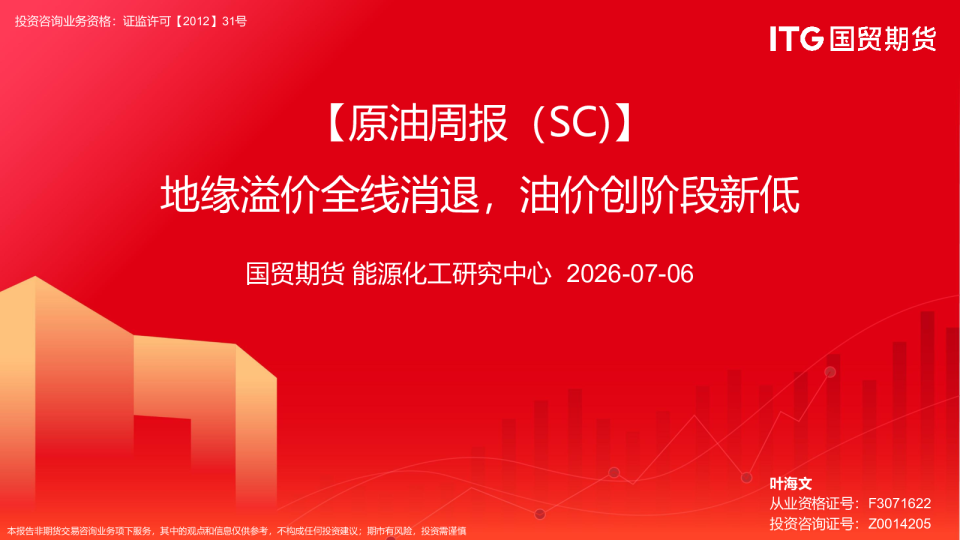 原油周报（SC）：地缘溢价全线消退，油价创阶段新低