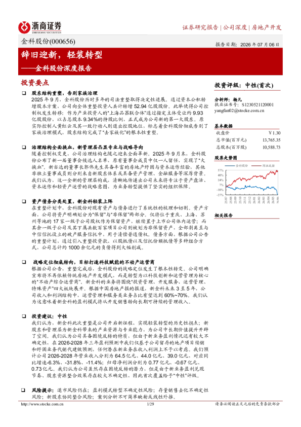 金科股份深度报告：辞旧迎新，轻装转型