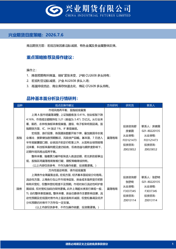 日度策略
