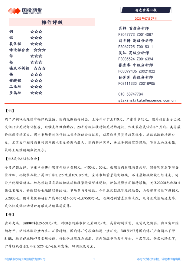 有色金属日报