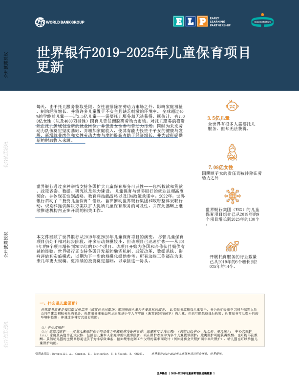 20192025年儿童保育项目更新