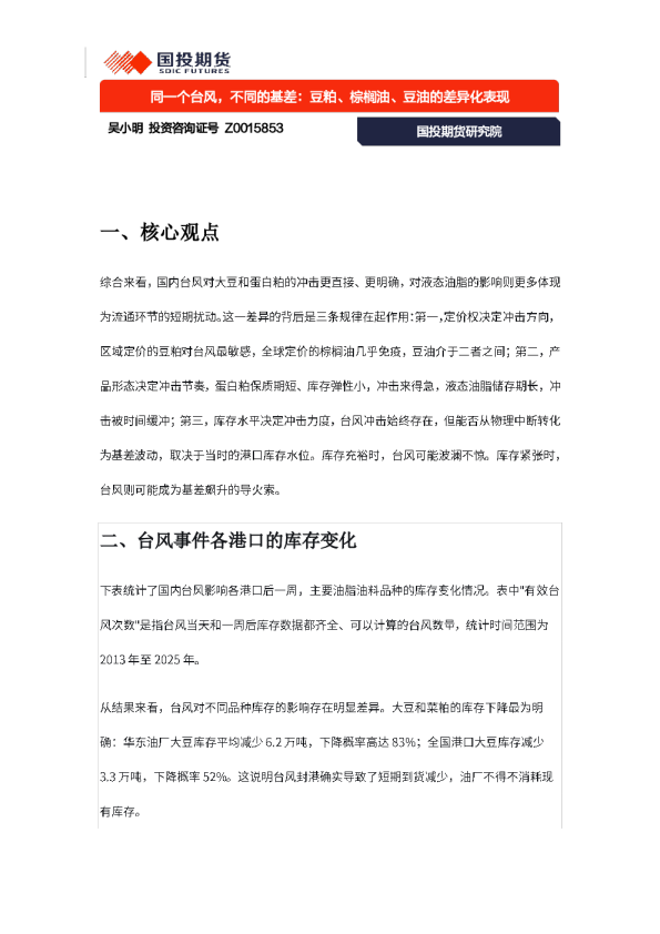 同一个台风，不同的基差：豆粕、棕榈油、豆油的差异化表现
