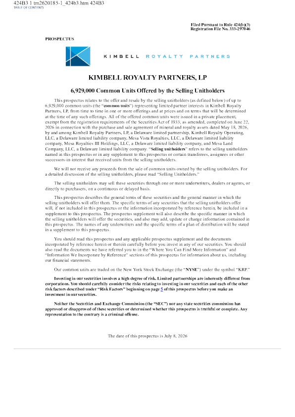 金贝尔皇权合作伙伴有限合伙企业美国存托凭证招股说明书（2026-07-10版）