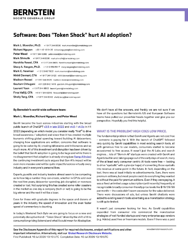 软件：Token Shock 会影响AI Adoption吗