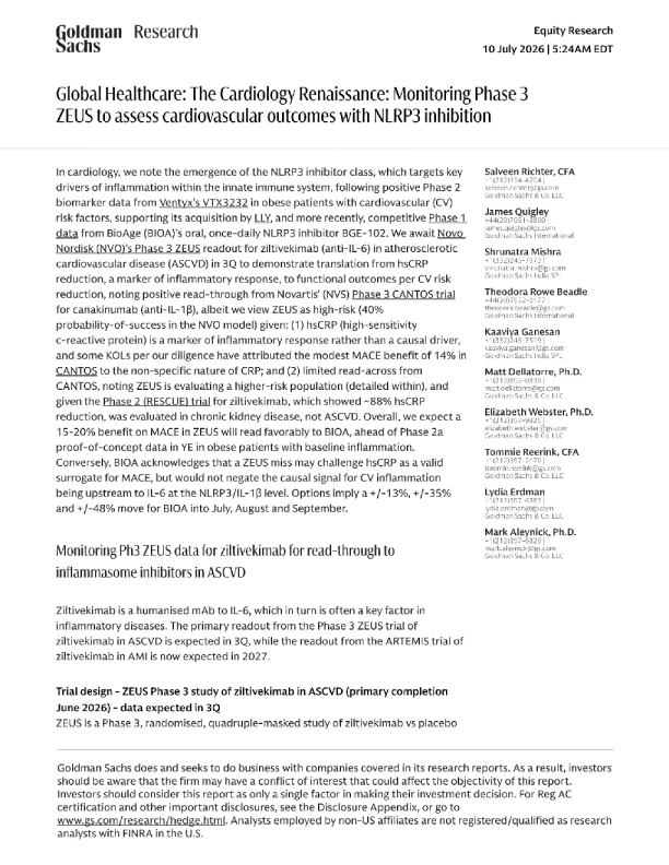 全球医疗：心脏病学文艺复兴——监测3期试验ZEUS的心血管结局