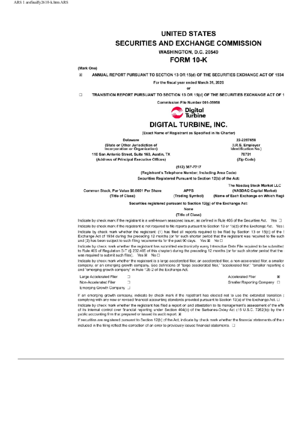 Digital Turbine Inc 2025年度报告