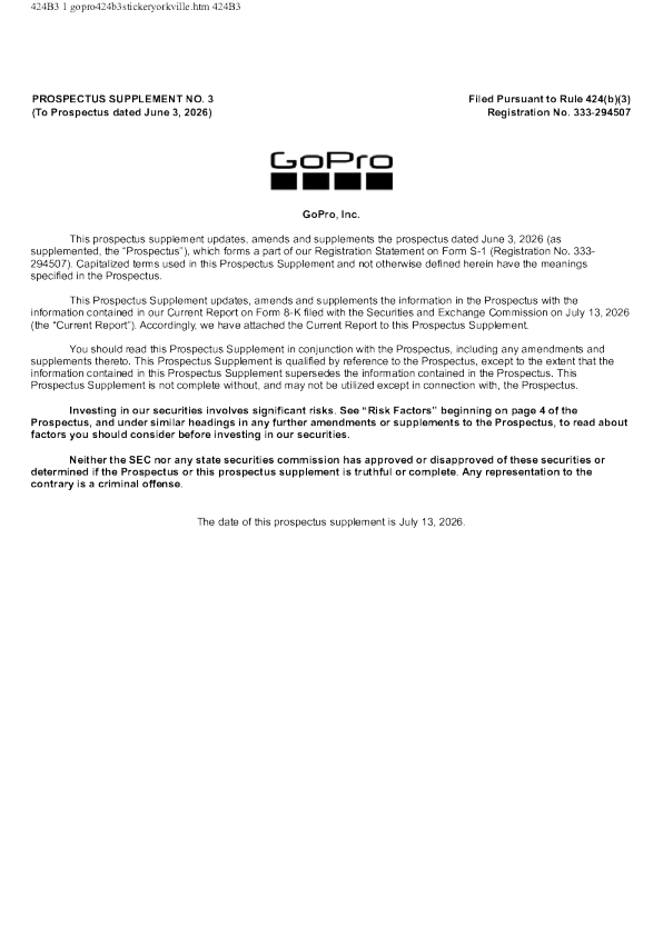 GoPro Inc-A美股招股说明书(2026-07-13版)