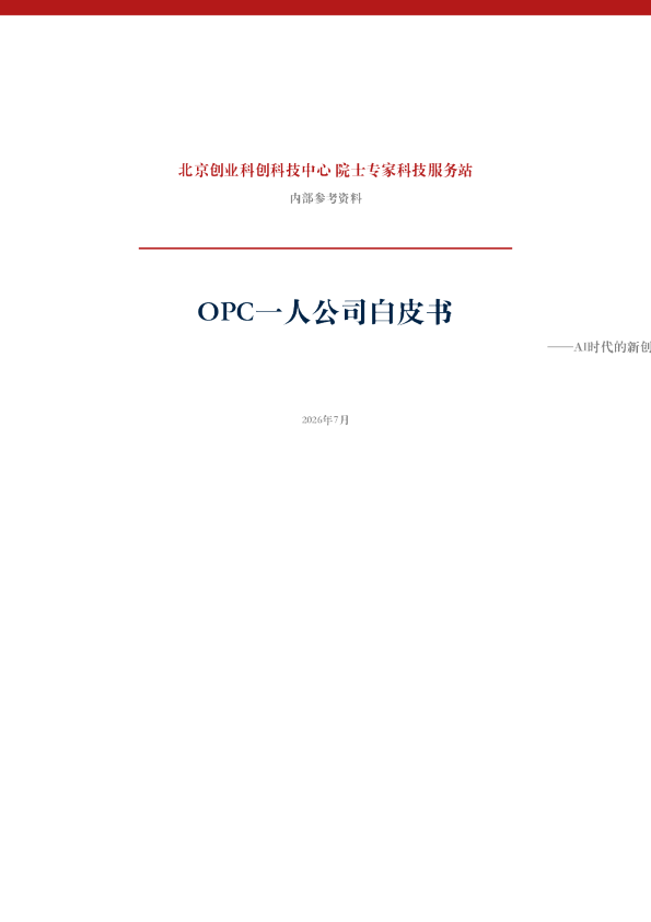2026年OPC一人公司白皮书AI时代个人创业全指南