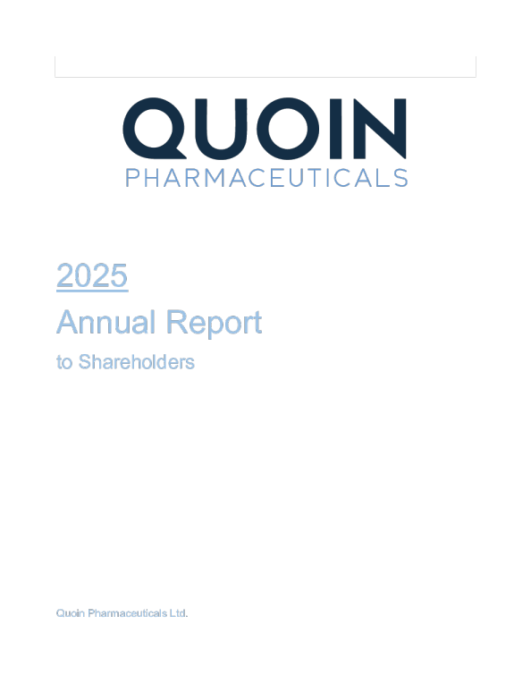 Quoin Pharmaceuticals Ltd ADR 2025年度报告