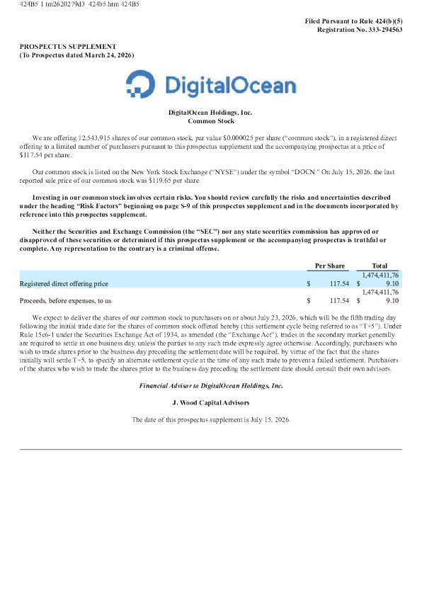 DigitalOcean美股招股说明书(2026-07-17版)