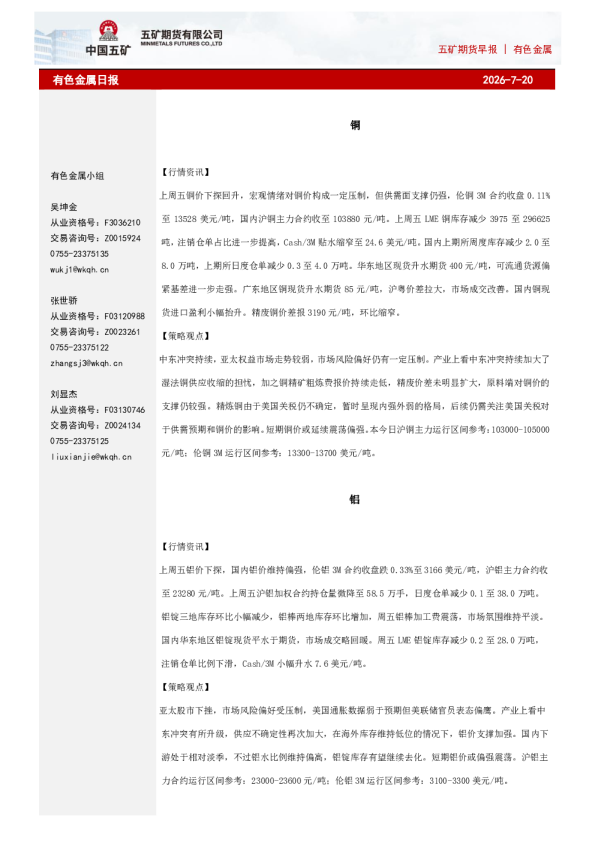 有色金属日报