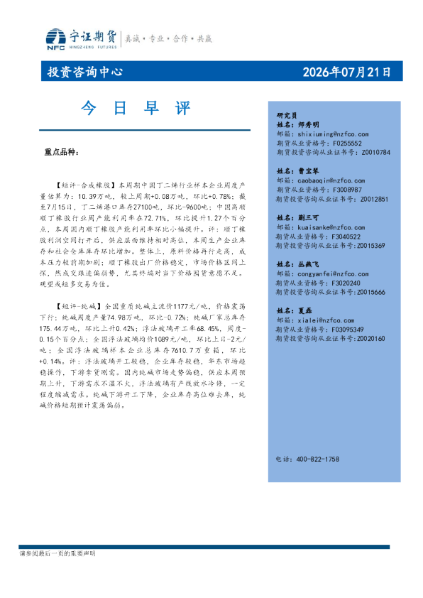 今日早评