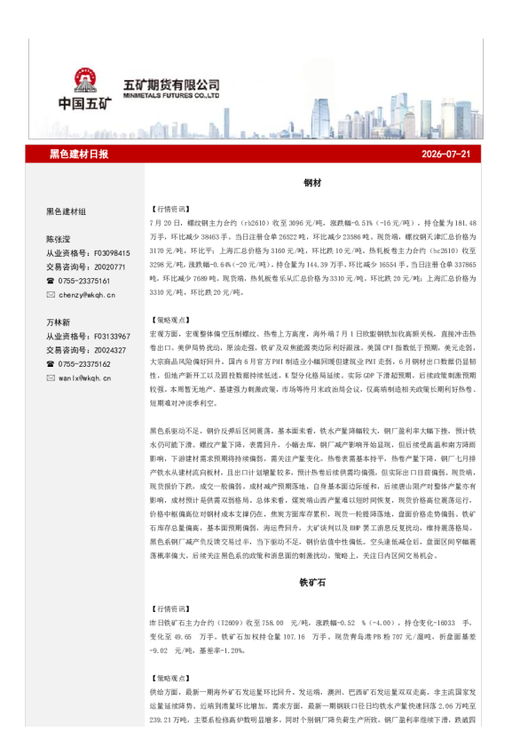 黑色建材日报