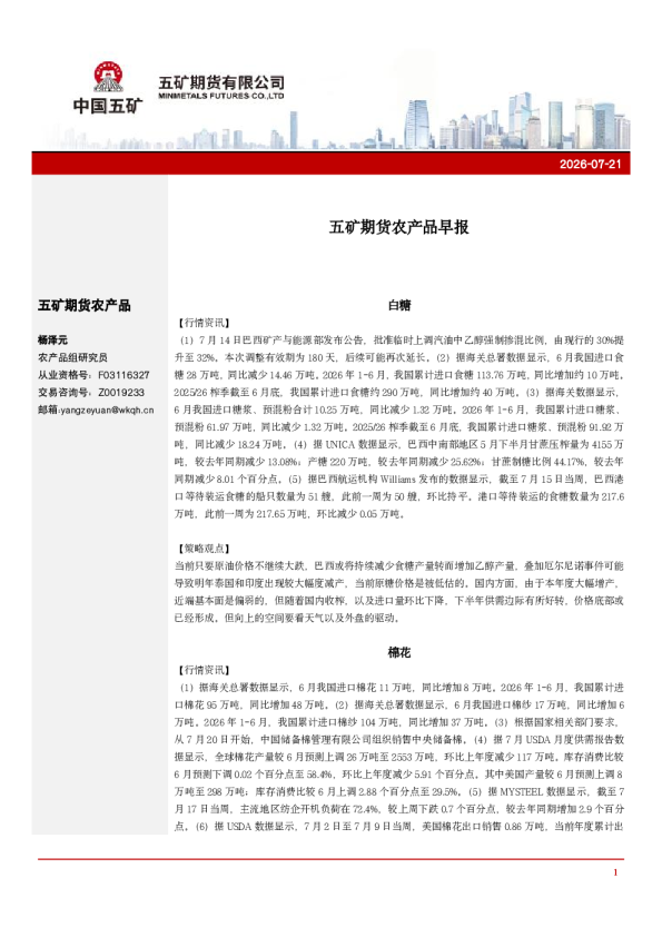 农产品早报