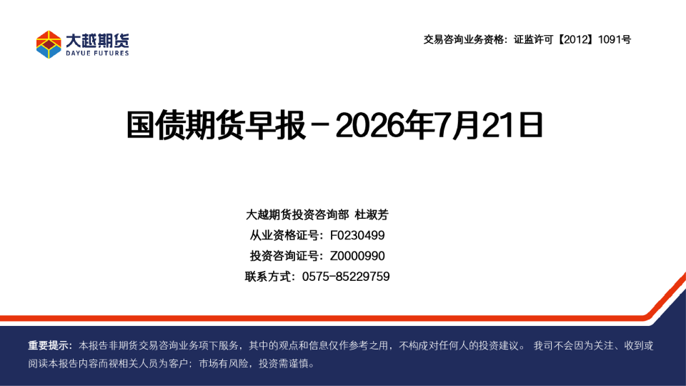 国债期货早报