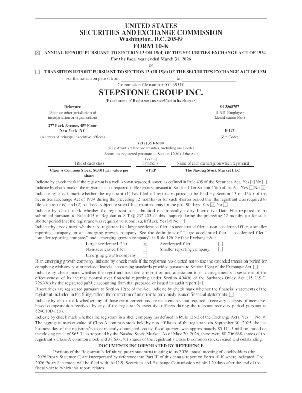 StepStone Group Inc-A 2025年度报告