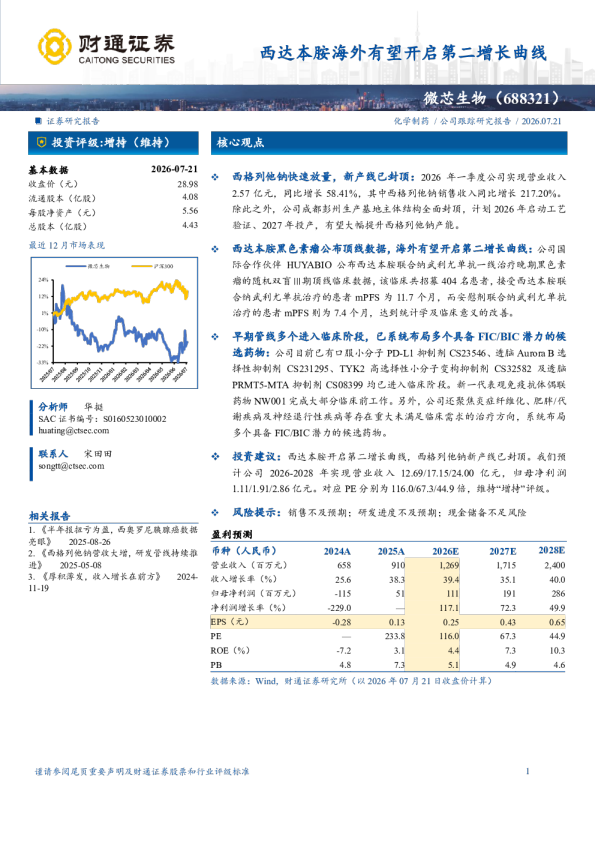 西达本胺海外有望开启第二增长曲线