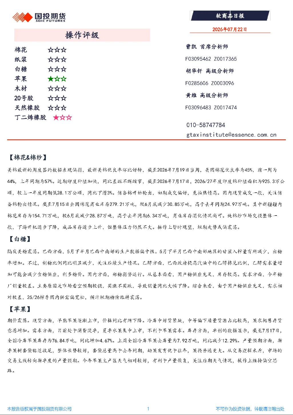 软商品日报
