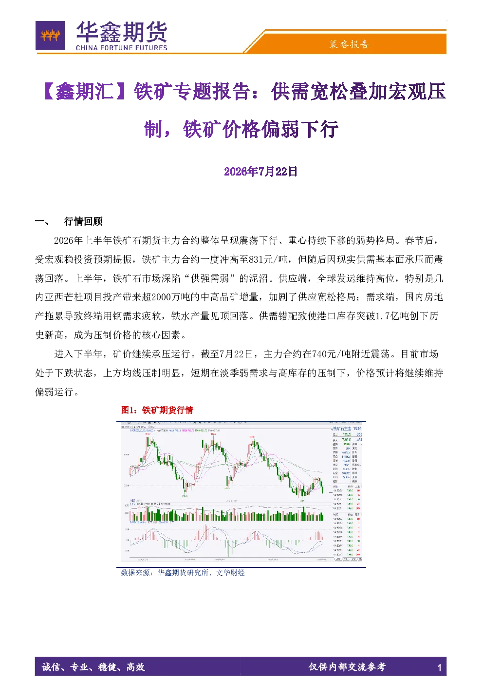 【鑫期汇】铁矿专题报告：供需宽松叠加宏观压制，铁矿价格偏弱下行