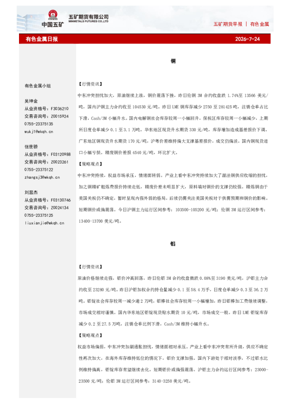 有色金属日报