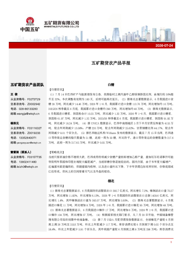 农产品早报