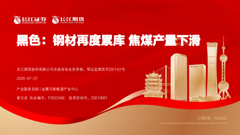 黑色：钢材再度累库 焦煤产量下滑